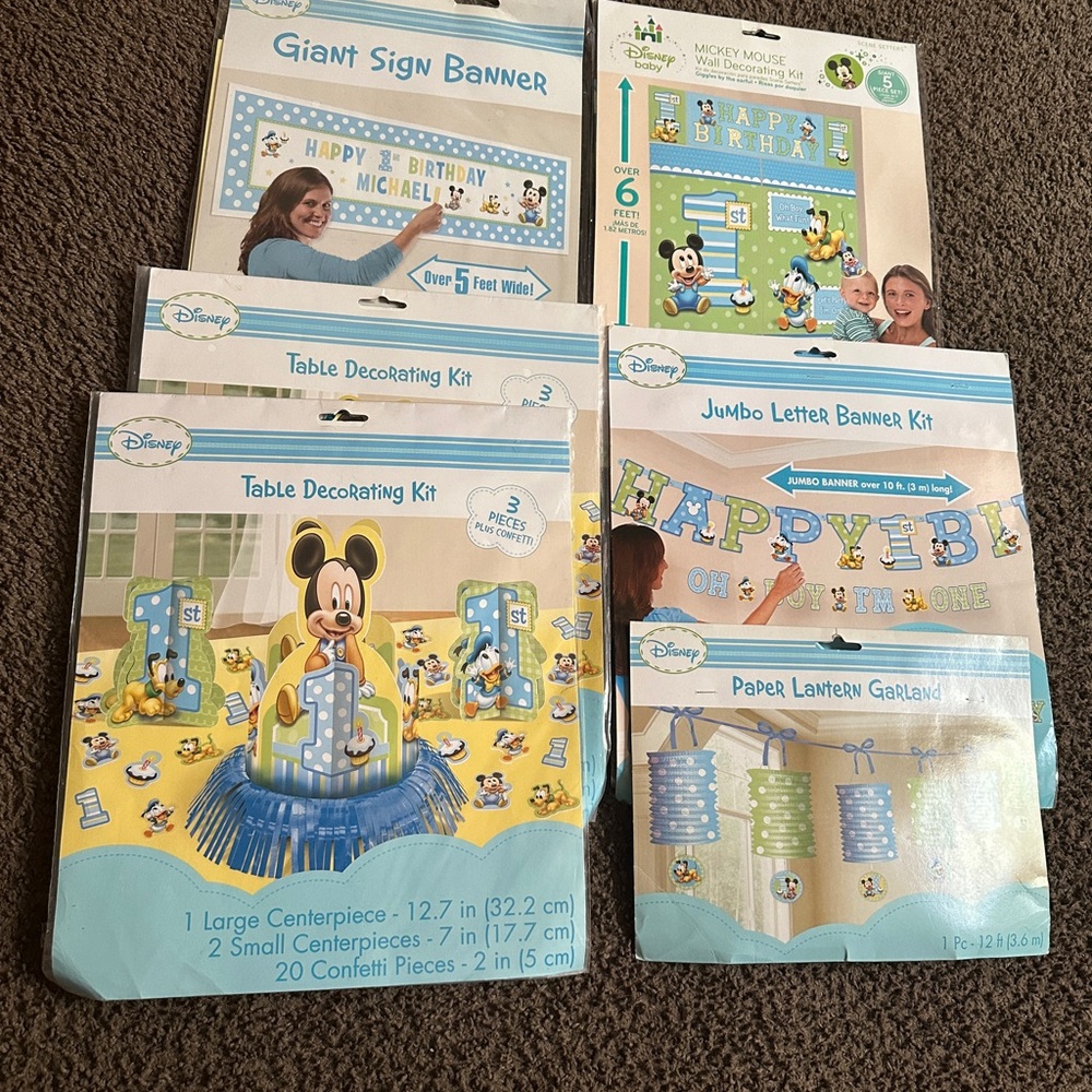 Disney Mickey Mouse Blue 1st Birthday Decorating Kit